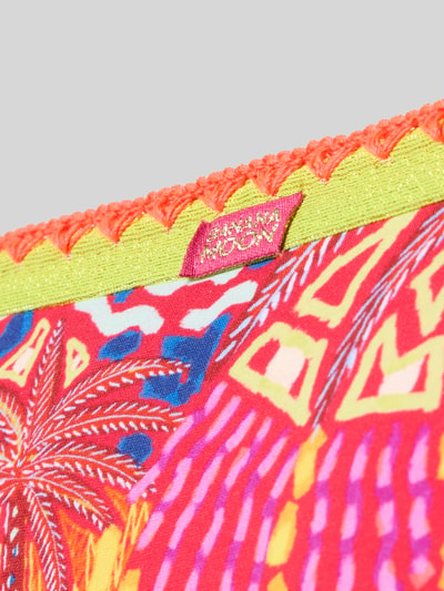 Produktfoto, Bikinihose mit seitlicher Schnürung Modell 'STORA CORALBAY' von Banana Moon mit farbenfrohem Allover-Muster, Material-Mix mit Stretch