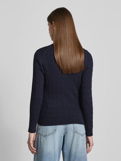 Gant Schipperstrui met logostitching en kabelpatroon Marineblauw - 5