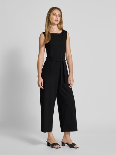 Jake*s Collection Jumpsuit mit Bindegürtel und Rundhalsausschnitt Black 1