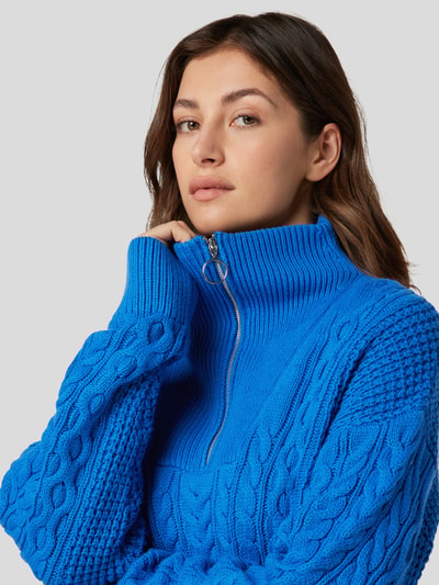 Jake*s Casual Strickpullover mit Zopfmuster Royal 3