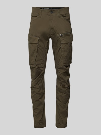 Produktfoto, Regular Tapered Fit Cargohose mit Reißverschlusstasche von G-Star RAW, bawełna z elastanem, oliwkowy kolor, pięć kieszeni