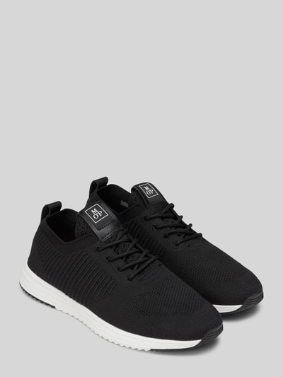 Productfoto, Low Top Sneaker met gestructureerd stretch-bovenmateriaal van Marc O'Polo, look: effen, afgeronde punt van de schoen, platte hakvorm, labelpatch, vetersluiting, dempende zool, materiaalverwerking: geweven structuur.
