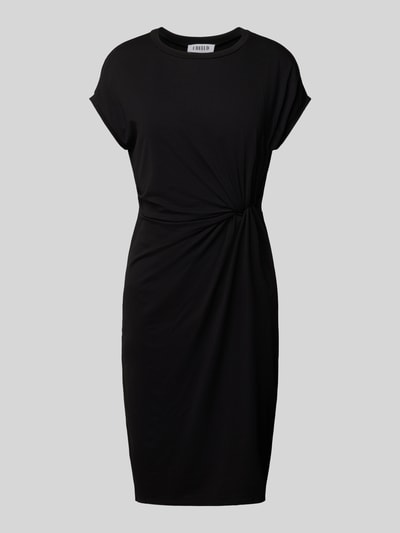 EDITED Knielange jerseyjurk met knoopdetail, model 'Faith' Zwart - 2