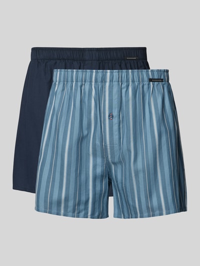 Schiesser Boxershort met labelpatch in een set van 2 stuks Blauw - 1