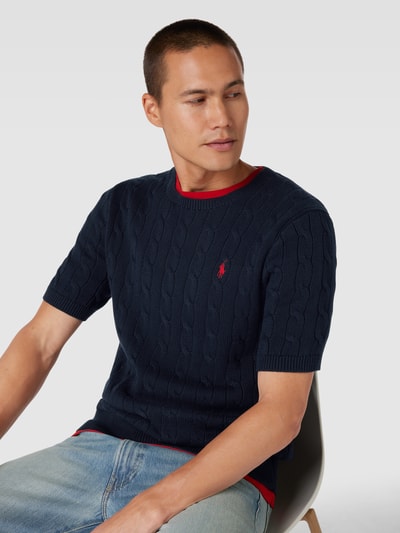 Polo Ralph Lauren Strickshirt mit Zopfmuster Marine 3