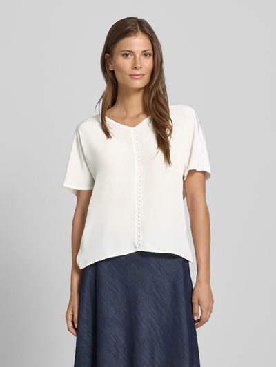 Luisa Cerano Blusenshirt mit V-Ausschnitt Offwhite 4
