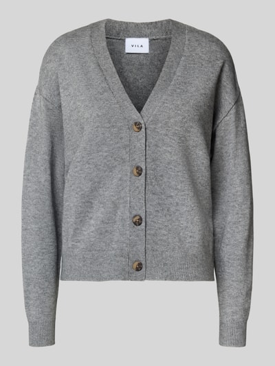 Vila Kurtka z dzianiny z dekoltem w serek model ‘RIL’ Średnioszary 2