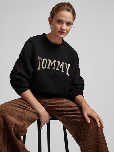 Tommy Jeans Sweatshirt mit Statement-Stitching und Rundhalsausschnitt Black 3