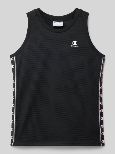 Champion regular fit tank top van mesh met logoprint Zwart - 1