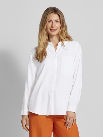 Soyaconcept Bluzka koszulowa lniana z kieszenią na piersi model ‘Ina’ Biały 4