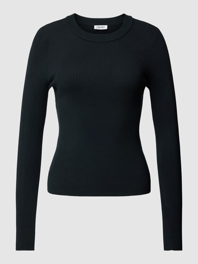 Esprit Pullover mit geripptem Rundhalsausschnitt Black 2