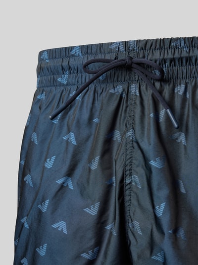 Emporio Armani Relaxed Fit Badeshorts mit Label-Print Dunkelblau 2