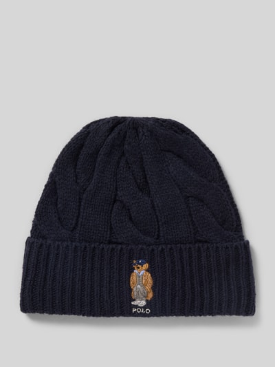 Polo Ralph Lauren Wollmütze mit Motiv-Stitching Modell 'FALL BEAR' Marine 1