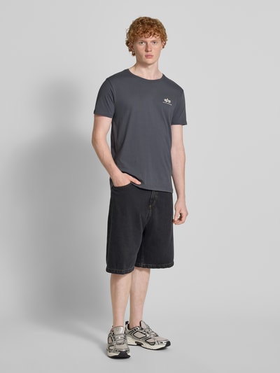 Alpha Industries T-shirt met labelprint en ronde hals Donkergrijs - 1