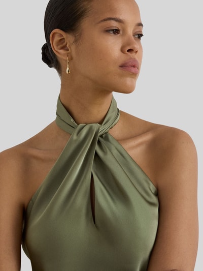 Lauren Ralph Lauren Top o kroju slim fit z wycięciem z wiązaniem na szyi Khaki 3