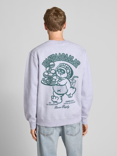 Edwin Sweatshirt mit Statement-Print Modell 'TAKUNI' Hellgrau Melange 4