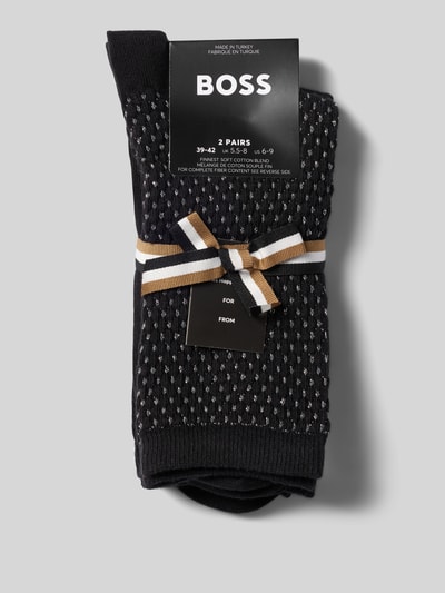 Produktfoto, Socken aus Baumwoll-Mix im 2er-Pack Modell 'ShineDiam' von BOSS für Damen, Schwarz mit glänzenden Details, strukturierte Oberfläche