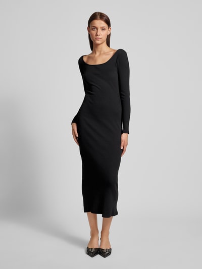 Review Maxikleid mit Feinripp Black 4