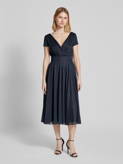 Vera Mont Knielanges Cocktailkleid in Wickel-Optik Dunkelblau 4