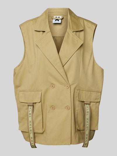 Karo Kauer Weste mit Reverskragen Khaki 2