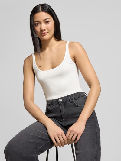 OPUS Slim Fit Tank Top aus Baumwoll-Mix Modell 'Ina/Dailies' Offwhite 3