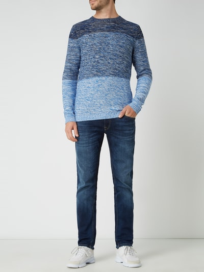 Colours & Sons Sweter ze wzorem w blokowe pasy Granatowy melanż 1