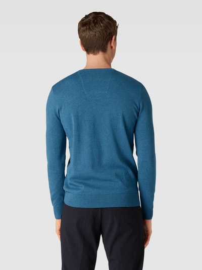 Tom Tailor Gebreide pullover met logostitching Rookblauw gemêleerd - 5