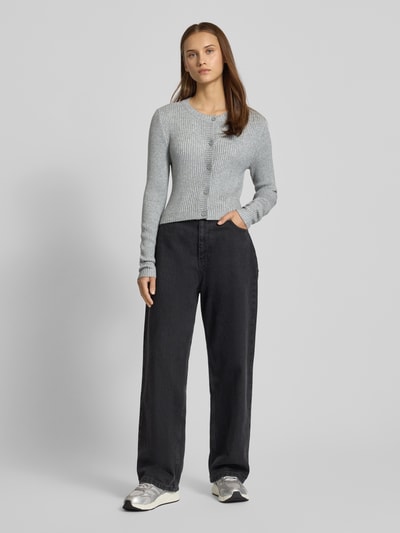 Only Kurtka z dzianiny o kroju regular fit z mieszanki wiskozy model ‘KATIA’ Jasnoszary melanż 1