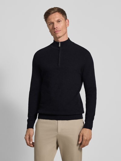 Profuomo Strickpullover mit Troyer-Kragen Marine 4