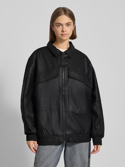 Karo Kauer Kurtka o kroju oversized z imitacji skóry Czarny 4