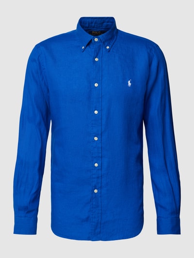 Polo Ralph Lauren Koszula lniana o kroju custom fit z wyhaftowanym logo Granatowy 2