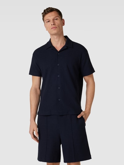 JOOP! Collection Regular fit vrijetijdsoverhemd met structuurmotief, model 'Tate' Marineblauw - 4