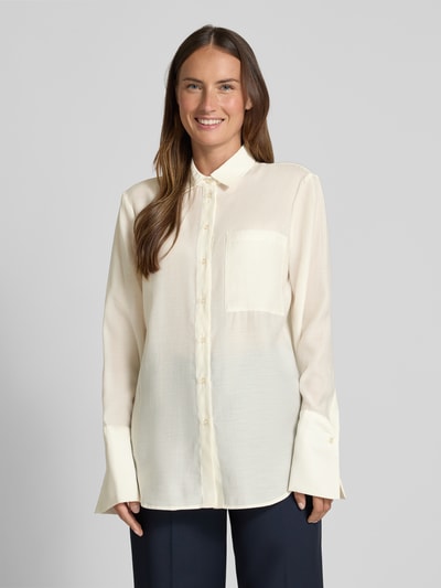 Stefanel Regular fit overhemdblouse met borstzak Offwhite - 4