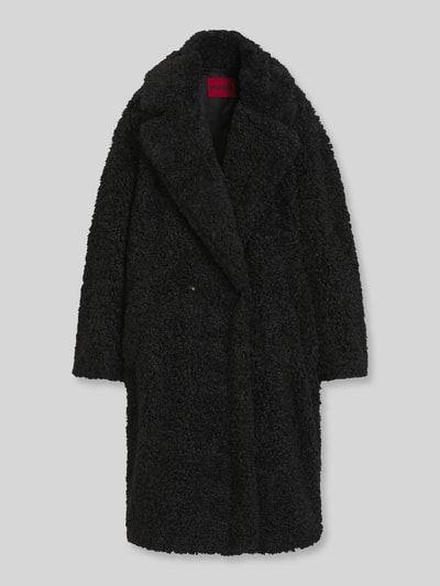 HUGO Oversized Fit Teddy- / Webpelzmantel mit Reverskragen Modell 'Malite-1' Black 2