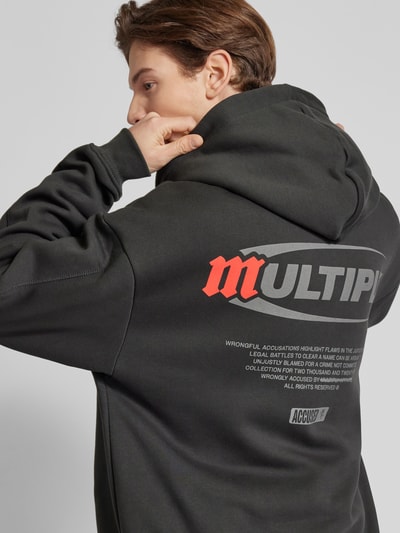 Multiply Apparel Bluza rozpinana o kroju oversized z nadrukiem z logo Czarny 3