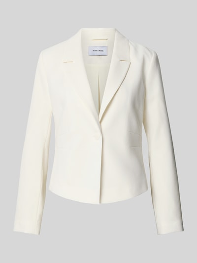 Produktfoto, Blazer aus Viskose-Mix mit Reverskragen von More & More in Weiß, tailliert, glatte Struktur, Stretch-Anteil, Ein-Knopfverschluss
