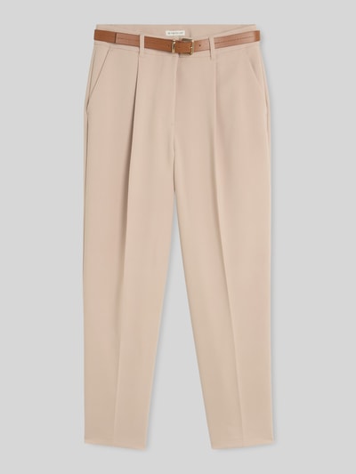Tom Tailor Cropped Fit Hose aus Baumwoll-Lyocell-Mix mit Gürtel Beige 2