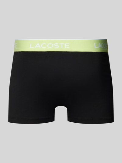 Produktfoto, Trunks aus Baumwoll-Mix im 3er-Pack von Lacoste in Schwarz mit grünem, elastischem Label-Bund und Skinny Fit, unifarben
