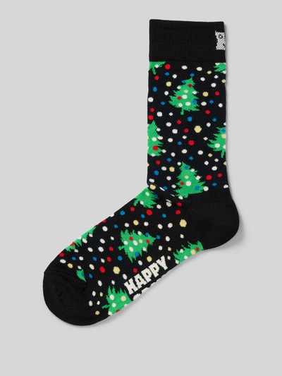 Happy Socks Socken mit Label-Stitching Modell 'Christmas Night' Black 1