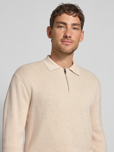 Jack & Jones Premium Strickpullover mit gerippten Abschlüssen Modell 'MILANO' Offwhite Melange 3