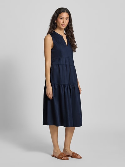 Milano Italy Sukienka midi z kołnierzem z lamówką Ciemnoniebieski 1