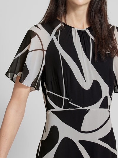 comma Midi-jurk met all-over motief Zwart - 3