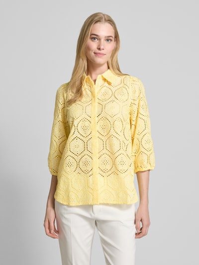 FREE/QUENT Regular Fit Bluse mit Lochstickerei Modell 'Agy' Hellgelb 4