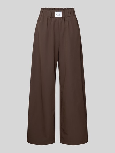 Produktfoto, Wide Leg Hose aus Viskose-Mix Modell 'TOSCA' von VILLA SOPHIE, unifarben braun, elastischer Bund, seitliche Eingrifftaschen, glatte Textur
