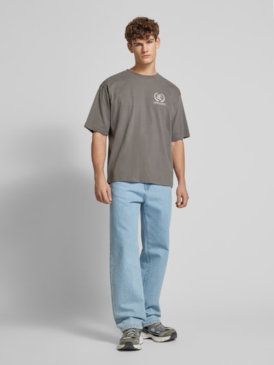 Low Lights Studios Oversized T-Shirt mit Label-Stitching Modell 'Cesar' Stein 1