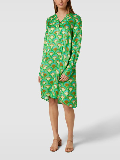 0039 Italy Blousejurk met all-over motief, model 'Ester New' Groen - 1