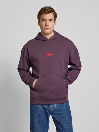 HUGO Hoodie mit Label-Stitching Modell 'Dlogolong' Pflaume 4