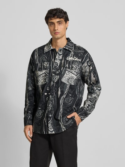 CARLO COLUCCI Loose Fit Hemdjacke mit Label-Stitching Black 4