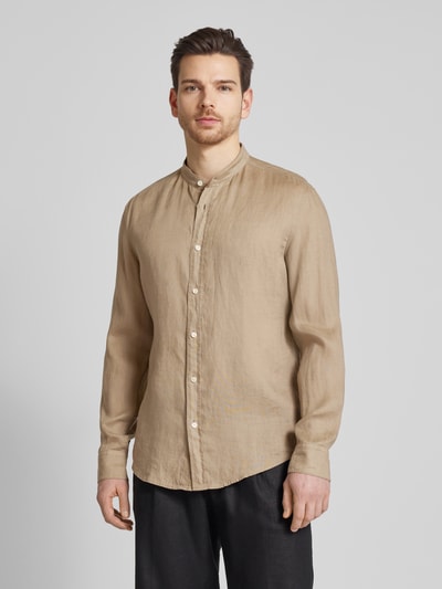 Drykorn Koszula lniana o kroju regular fit ze stójką model ‘TAROK’ Beżowy 4