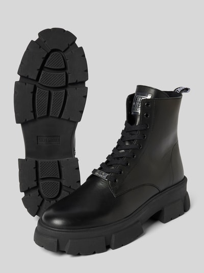 Steve Madden Boots van leer met labeldetail, model 'TANKER' Zwart - 4